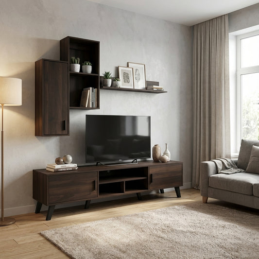 طاولة تلفاز مع أرفف