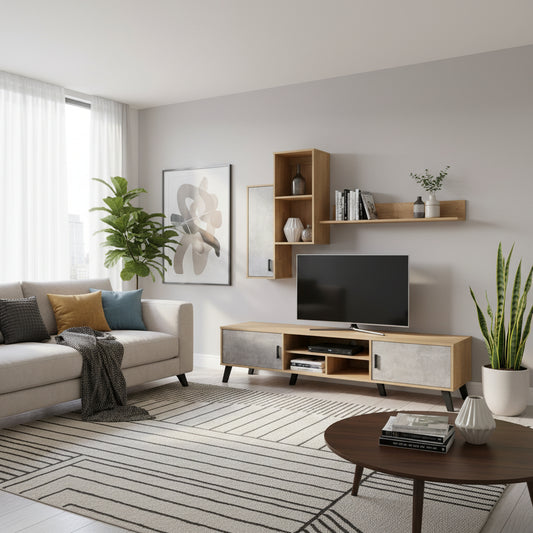 طاولة تلفاز مع أرفف